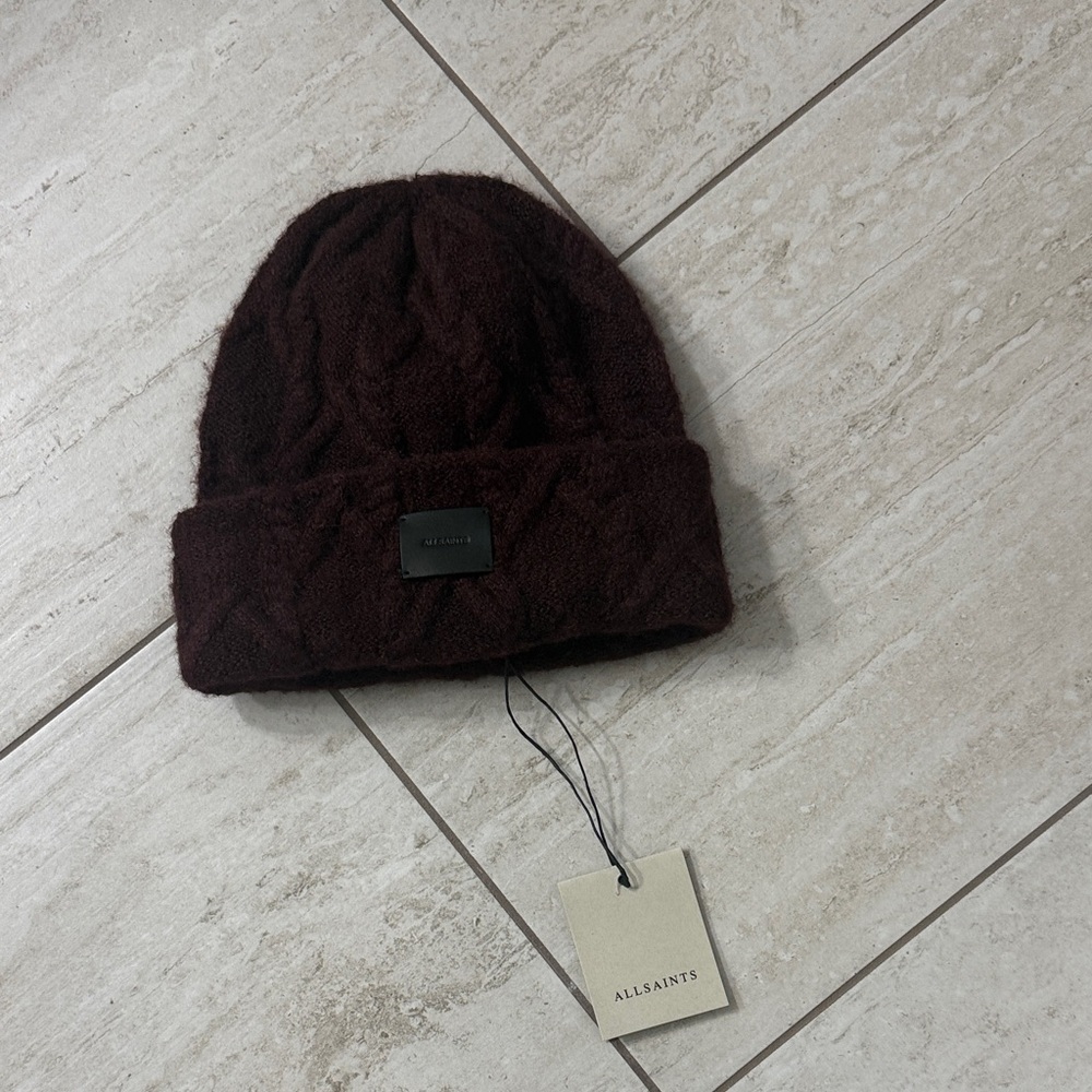 All Saints ..ladies tawny port red wool blend beanie
O/S .. thick cable - Picture 1 of 6